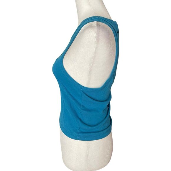 Urban Outfitters iets frans... Smiley Cropped Tank Top Blue NWT Womens Medium - Picture 9 of 11